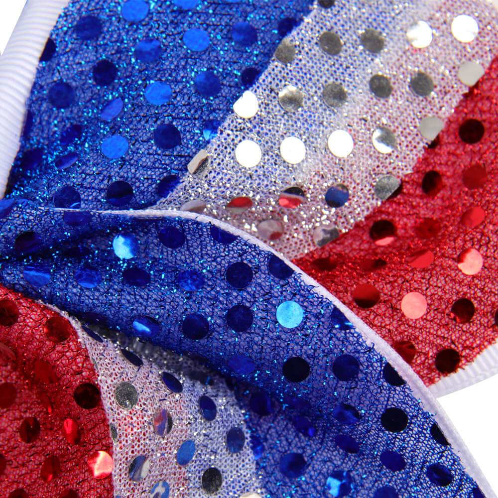 Large 4th Of July Cheer Bows With Bling Sequin