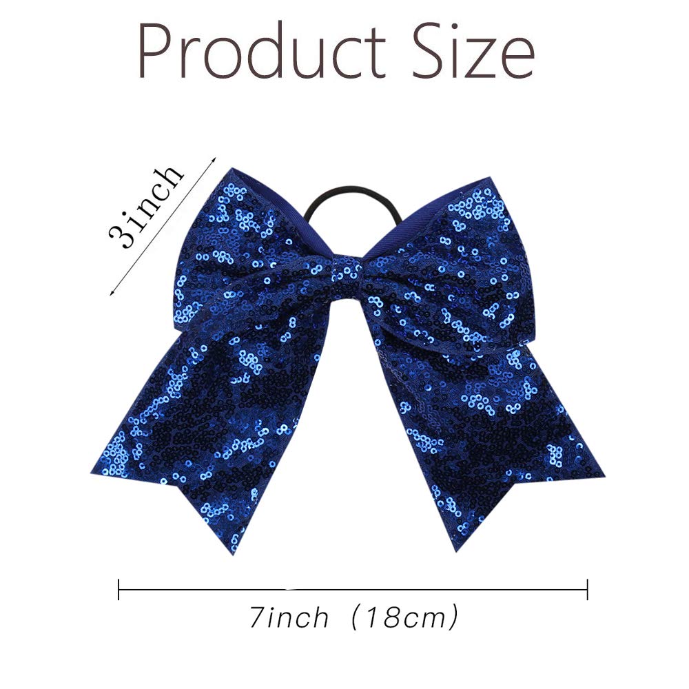 12PCS Royal Blue Sequin Cheer Bows