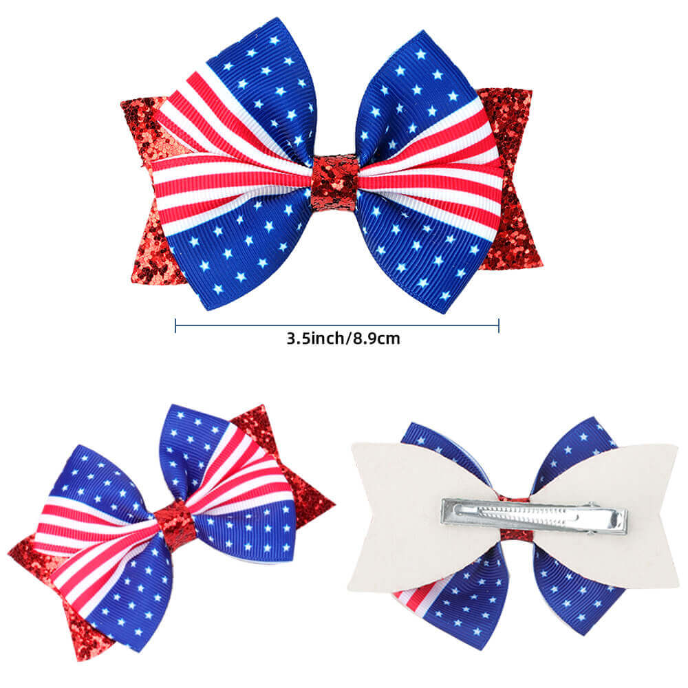 4th of July Flag Hair Bows for Girls