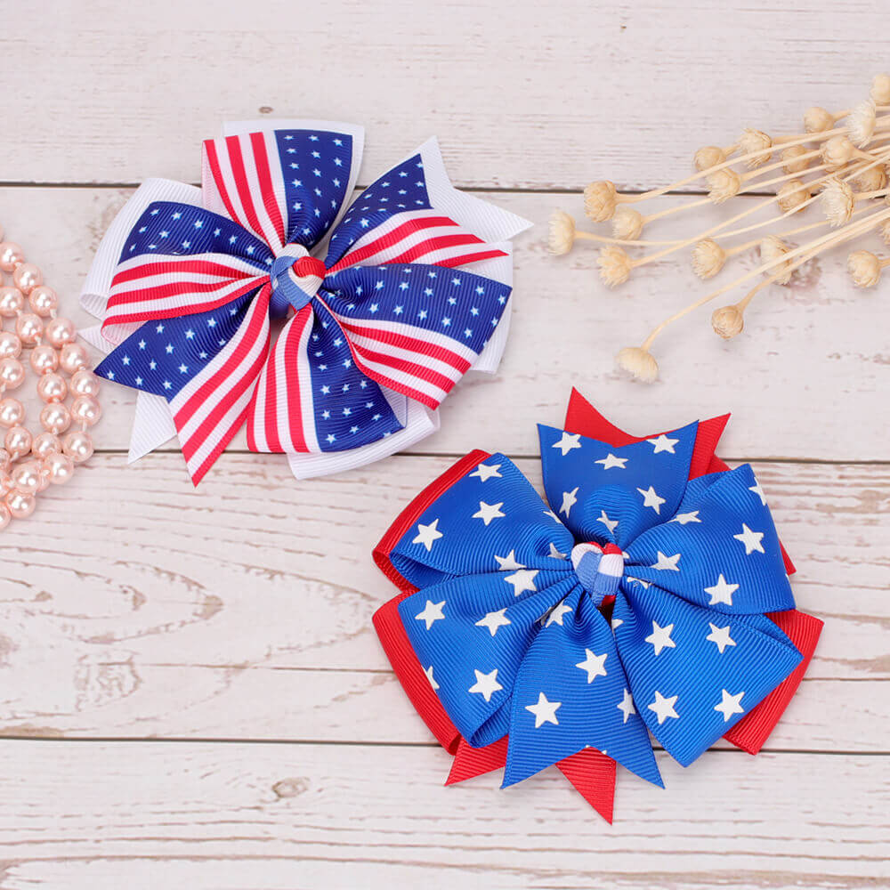 American Flag Pinwheel Hair Bows