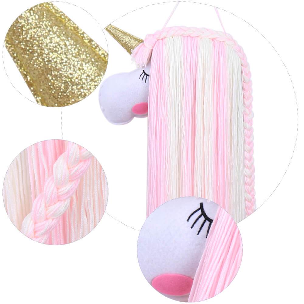 Unicorn Yarn Tassels Hair Bow Holder - Pink