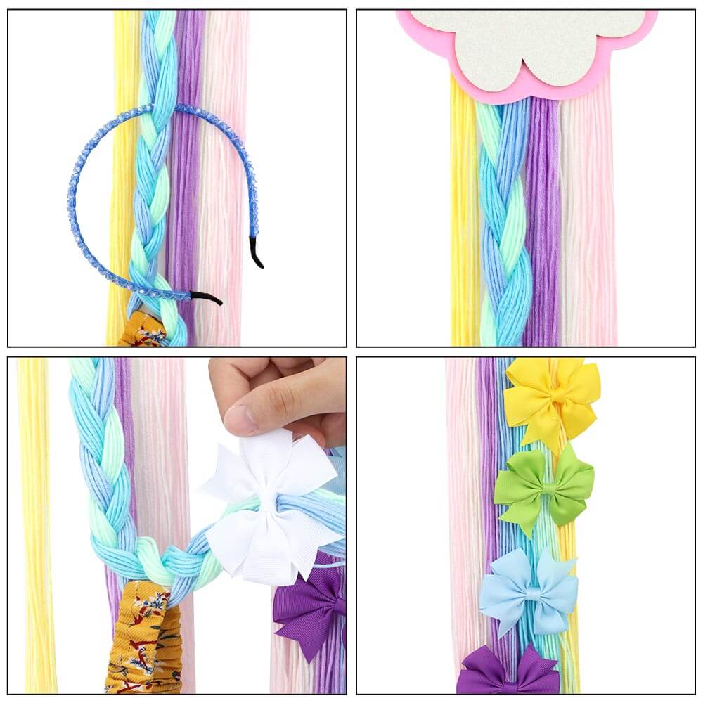 Glitter Rainbow Tassel Hair Bows Holder
