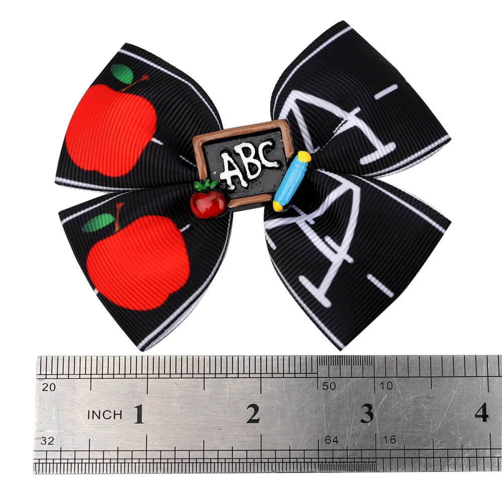 ABC Back to School Apple Hair Bows