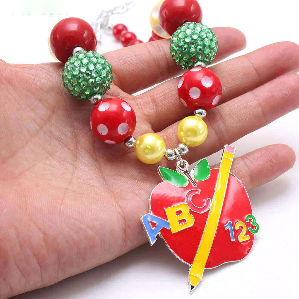 Back to School Red Apple Necklace