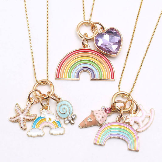 Rainbow Pendant Girl Necklace