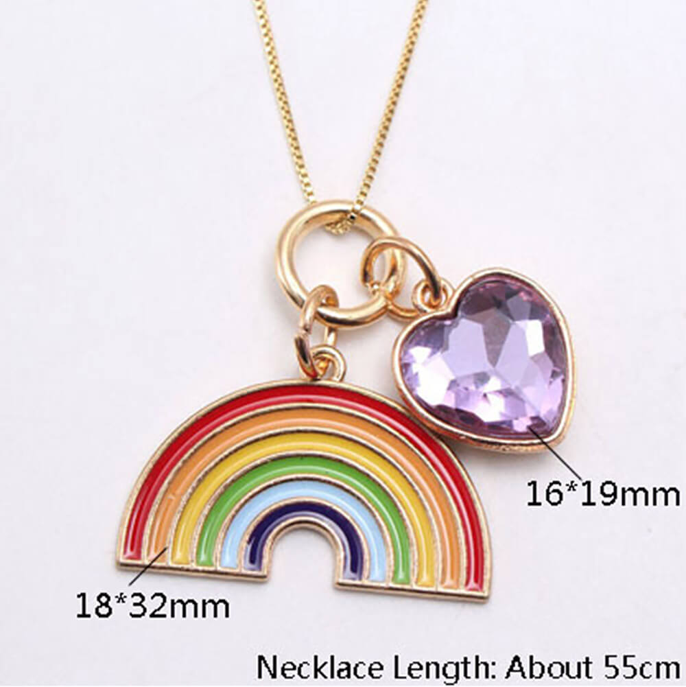 Rainbow Unicorn Pendant Girl Necklace