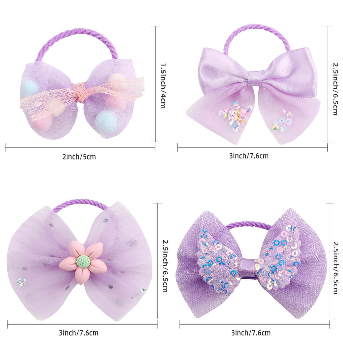 2PCS Cute Tulle Hair Bows for girls