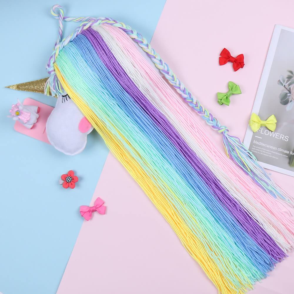 Unicorn Yarn Tassels Hair Bow Holder - Rainbow
