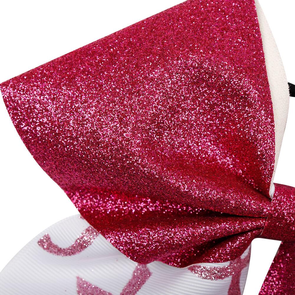 7'' Breast Cancer Awareness Glitter Cheer Bows
