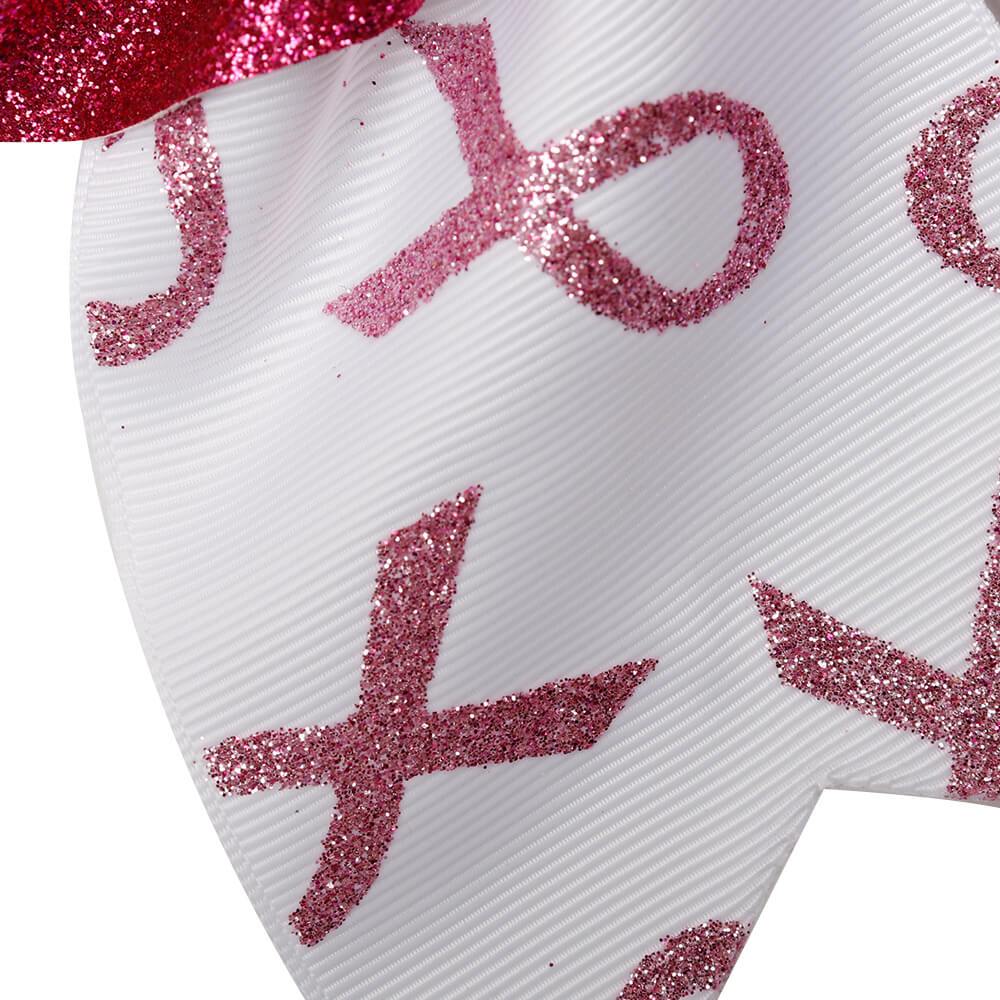 12PCS 7'' Breast Cancer Awareness Glitter Cheer Bows