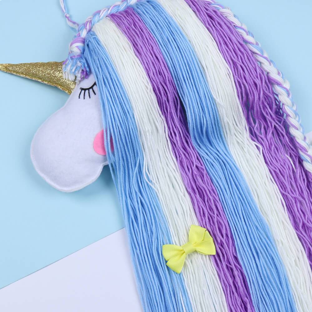 cnhairaccessories Unicorn Yarn Tassels Hair Bow Holder - Pink