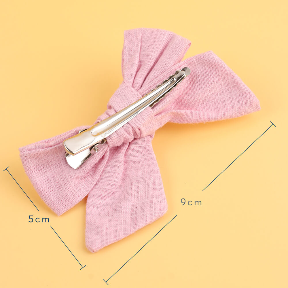 24PCS Solid Color Cotton Hair Clip Bows