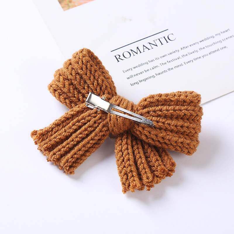 Wool Knit Bow Girl Hair Pins