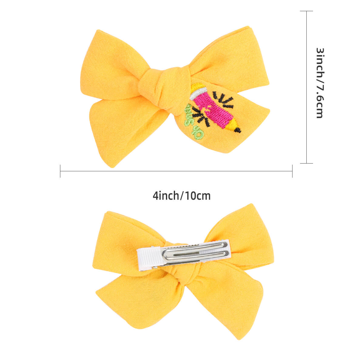 2PCS Back to School Embroidery Hair Bows