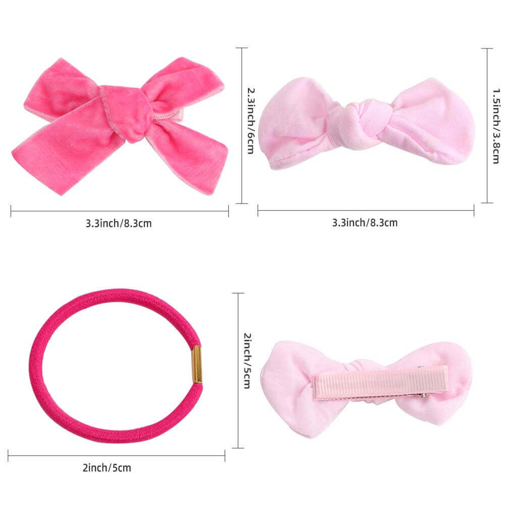 12PCS Pink Color Hairpin Hair Rope Set
