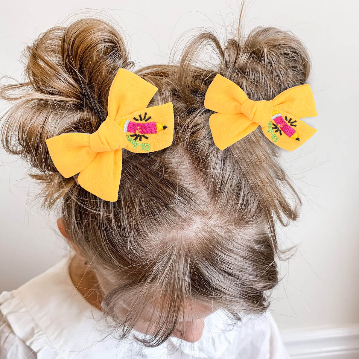 2PCS Back to School Embroidery Hair Bows