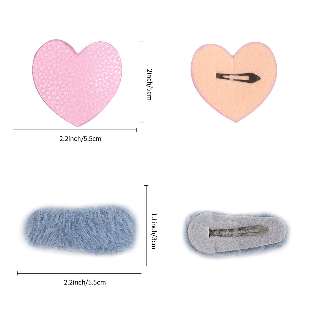 Wholesale Cute Plush Heart Hair Clip Set