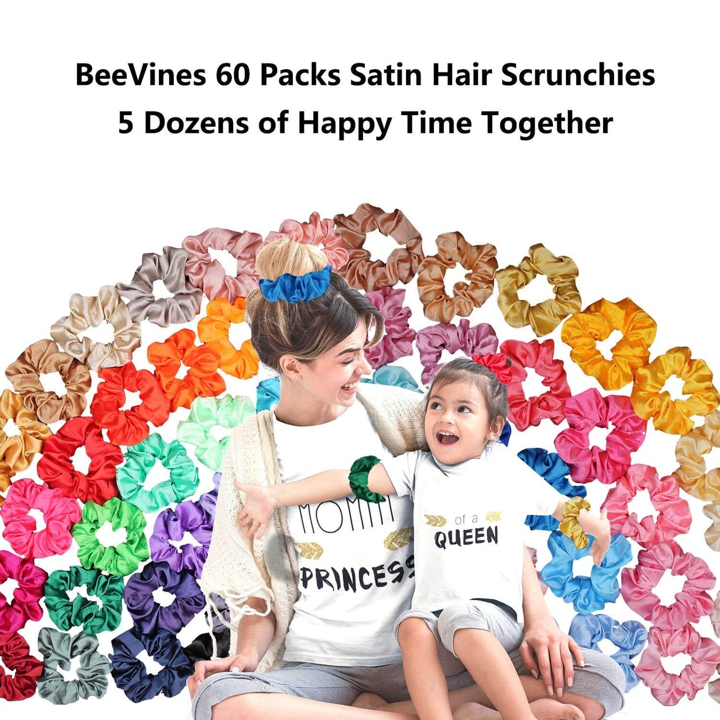 60pcs/Pack Satin Scrunchies Silky Hair Accessories