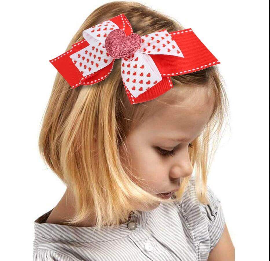 Wholesale Pink Love Heart Hair Bows