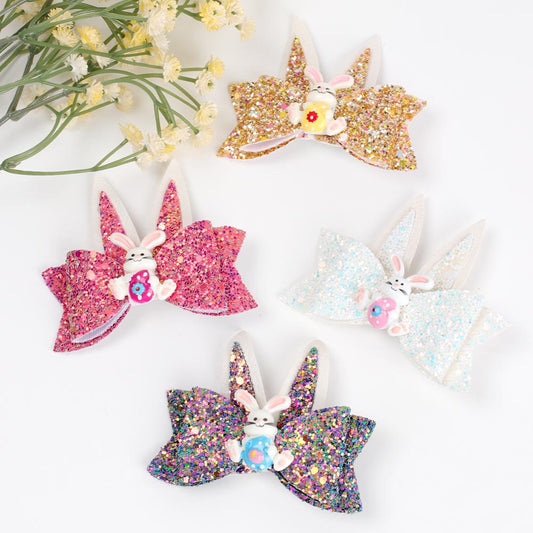 Wholesale Easter Rabbit Ears Glitter Hair Bows