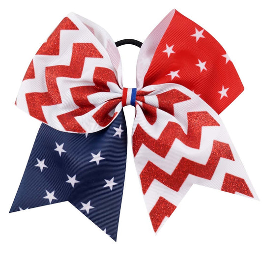 7'' American Flag Cheer Bow