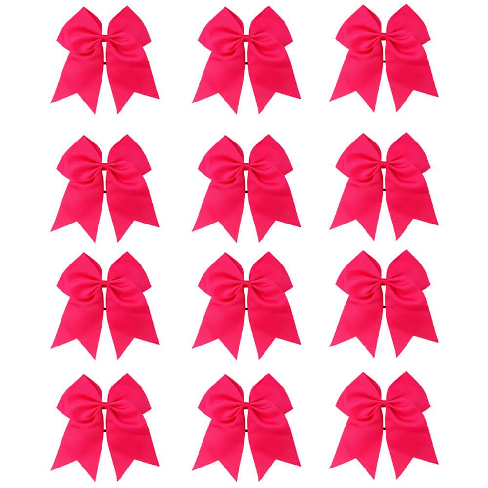 12PCS 7'' Solid Color Cheer Bows