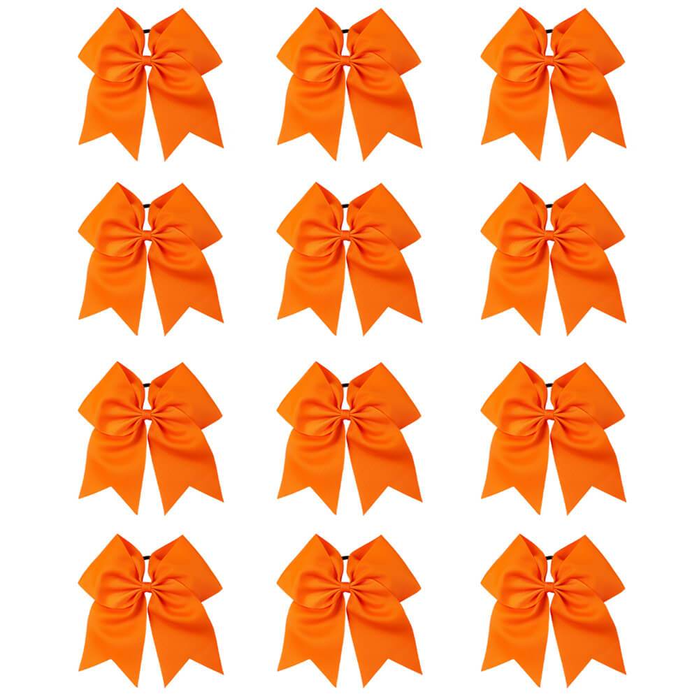 12PCS 7'' Solid Color Cheer Bows