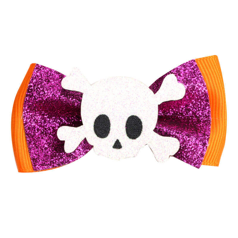 Halloween Glitter Skull Mini Bows