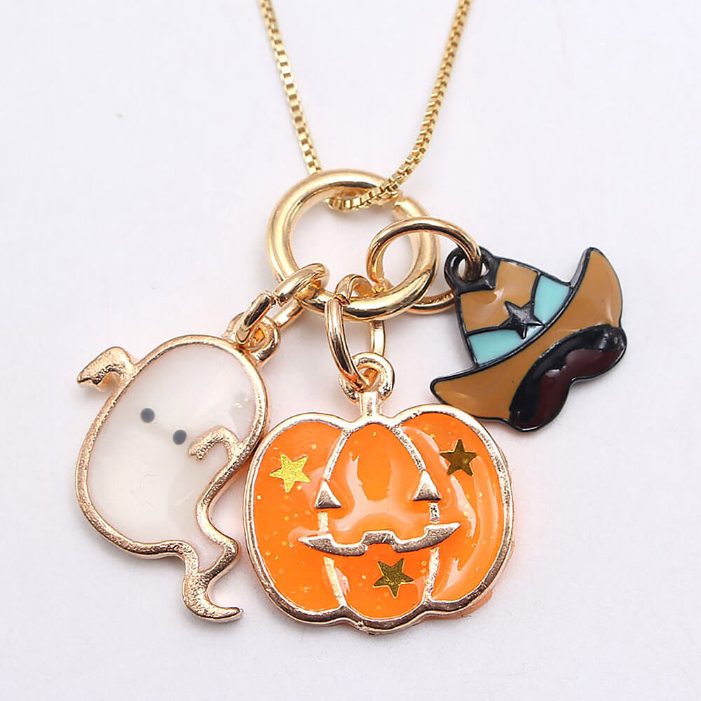 Halloween Pumpkin Girl Necklace