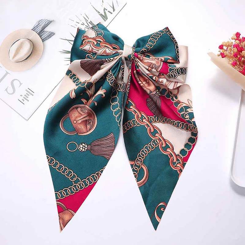 Chain Pattern Oversized Satin Hair Bows