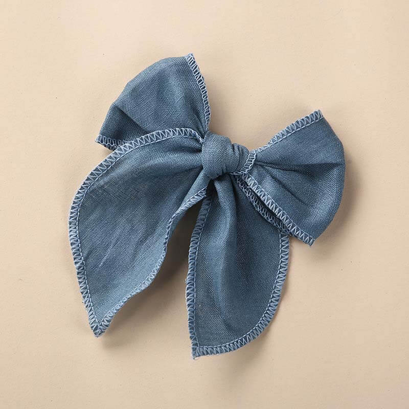 Solid Color Linen Fable Hair Bows