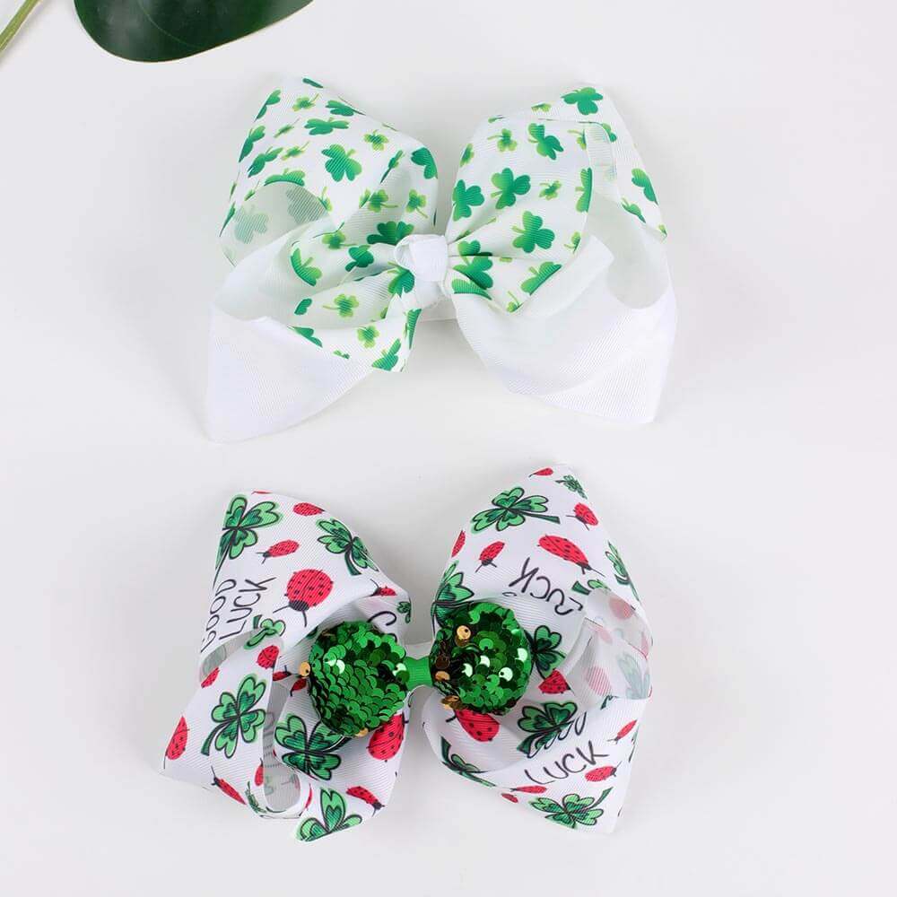 Wholesale St Patrick's Large Bow Hair Clips