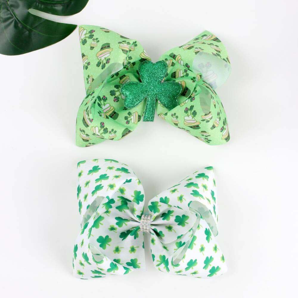 Wholesale St Patrick's Large Bow Hair Clips