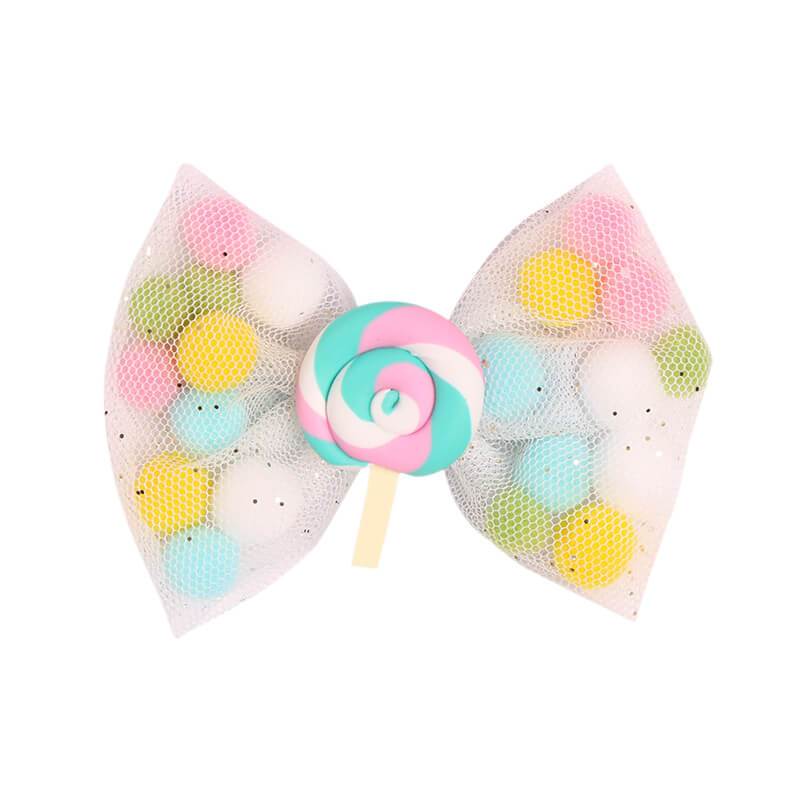 Cute Candy Color Pompom Hair Bows