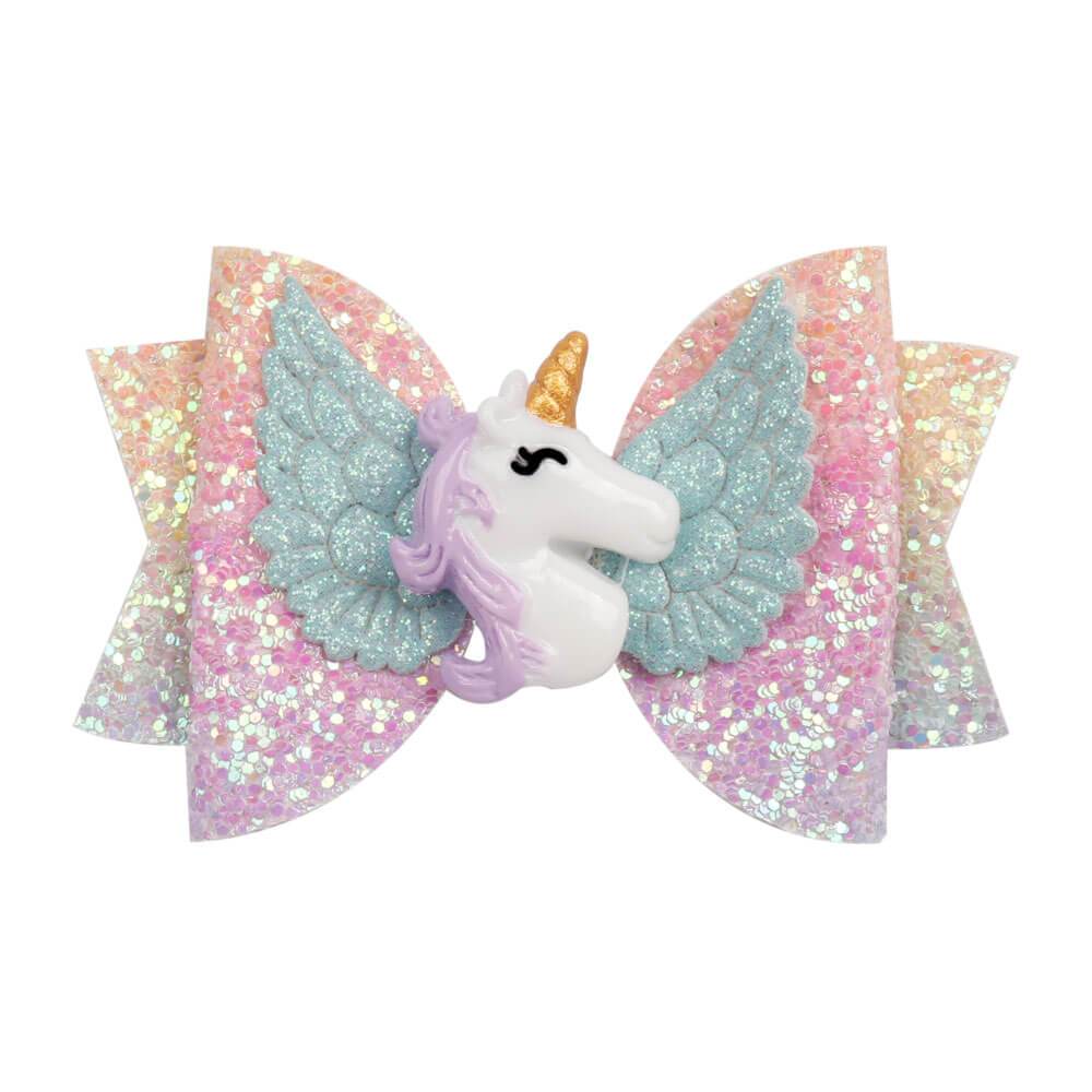 Glitter Hair Clips with Unicorn Wings