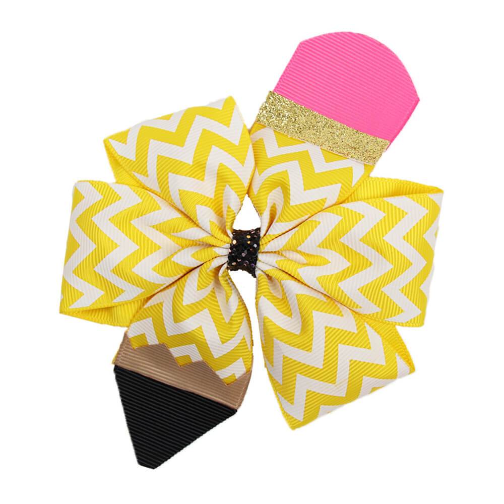 Girls BACK TO SCHOOL Pencil Hair Bows
