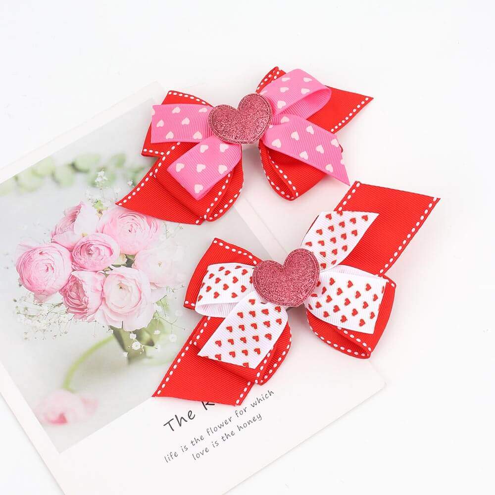Wholesale Pink Love Heart Hair Bows