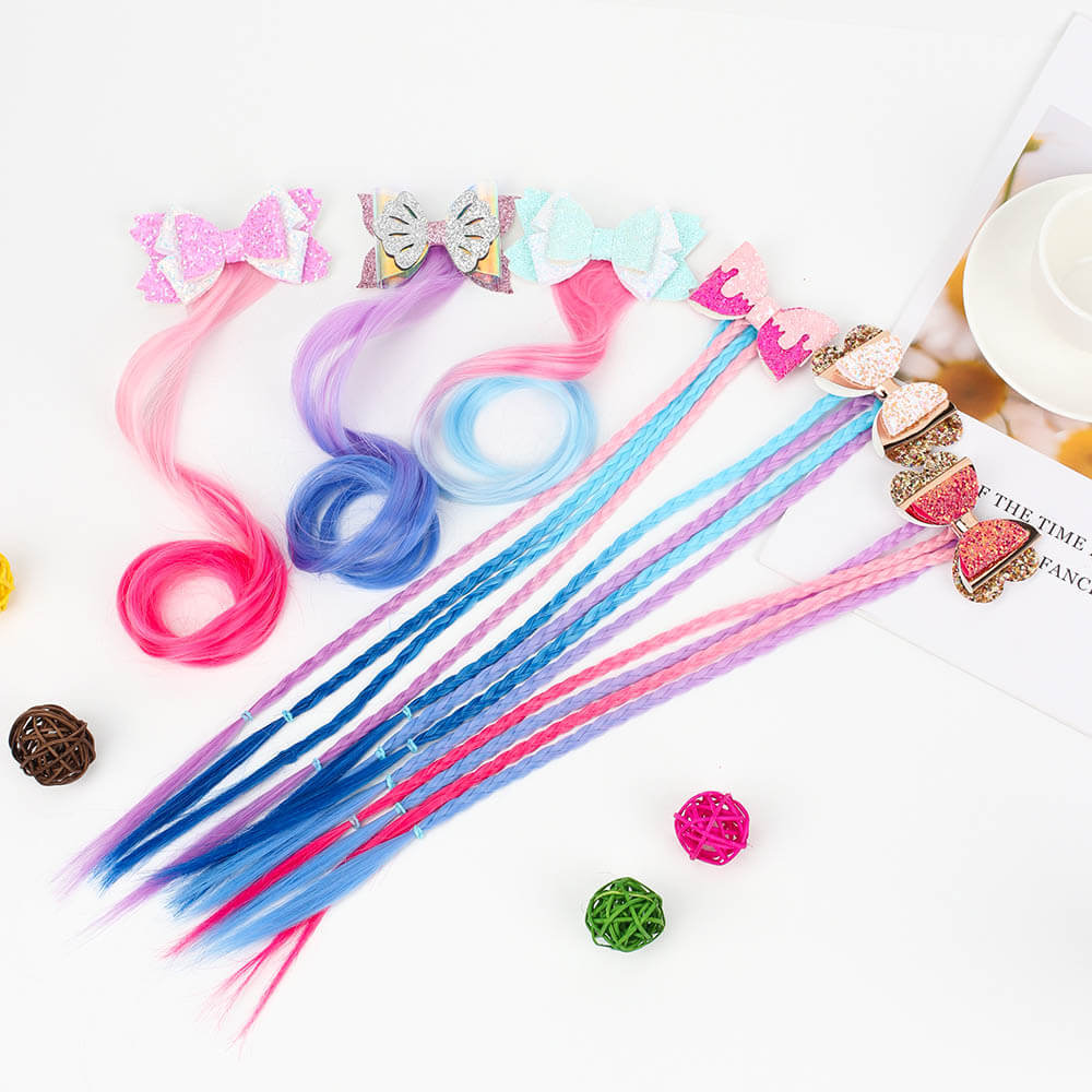 Glitter Hair Clips with Wigs