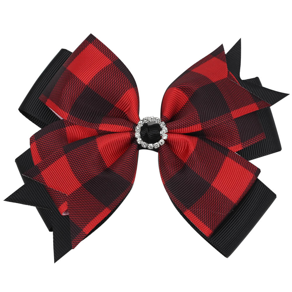Red Grids Hair Bows