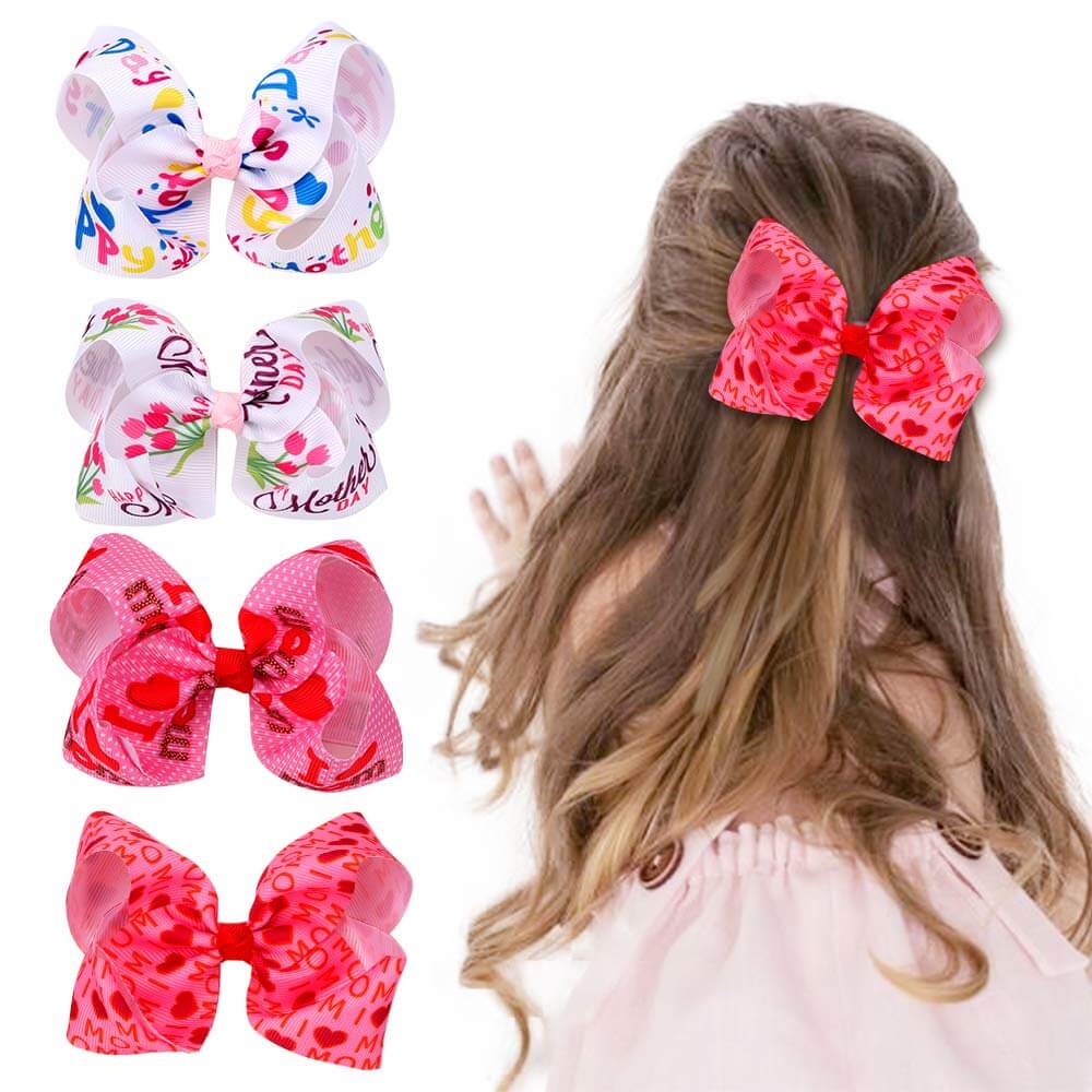 Colorful Letters Girl Hair Bows