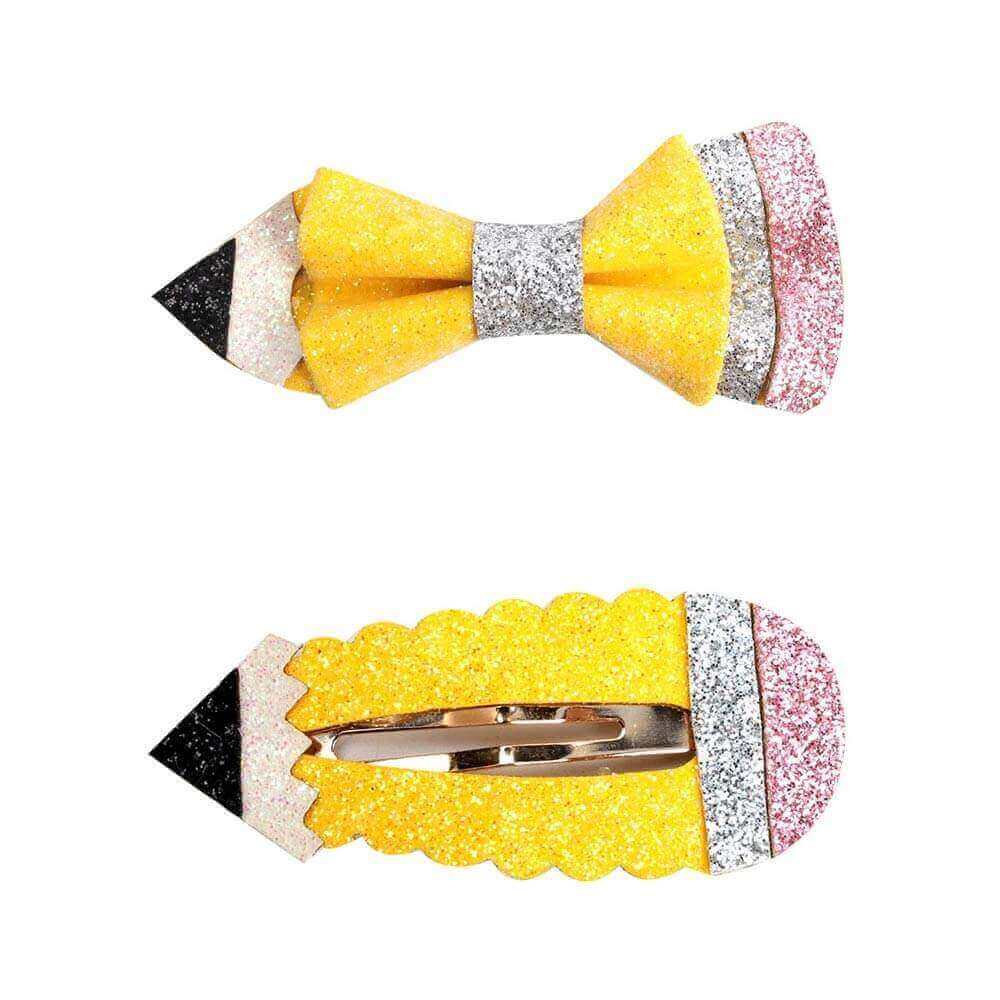 Back to School Glitter Pencil Hairpins