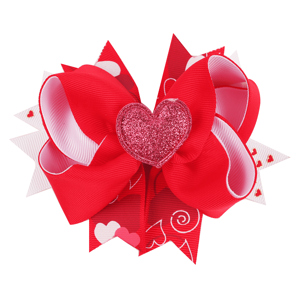 Valentine Glitter Heart Hair Bows