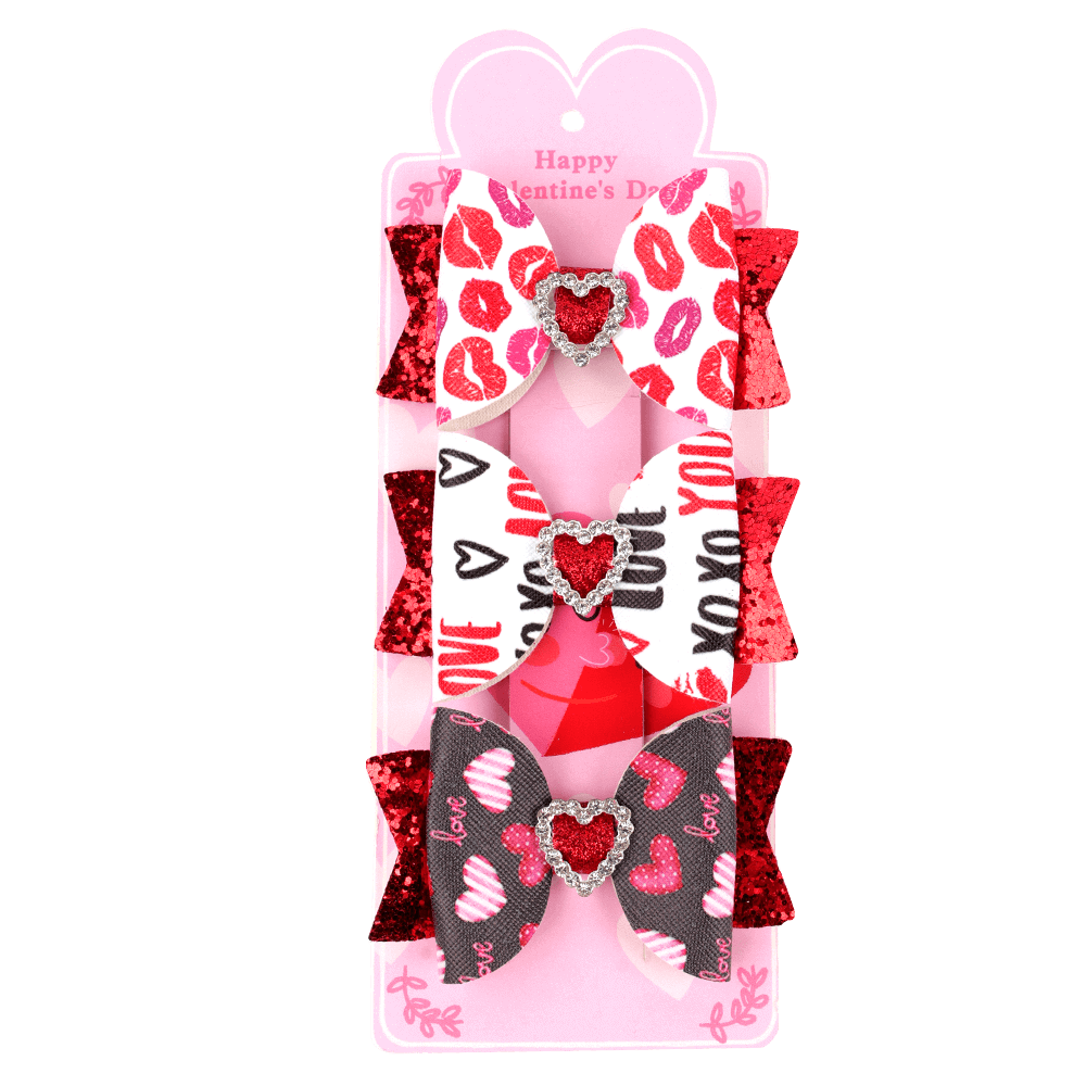 Squishy Cheeks Valentine's Day Velvet Bows Hot Pink / Hairclip