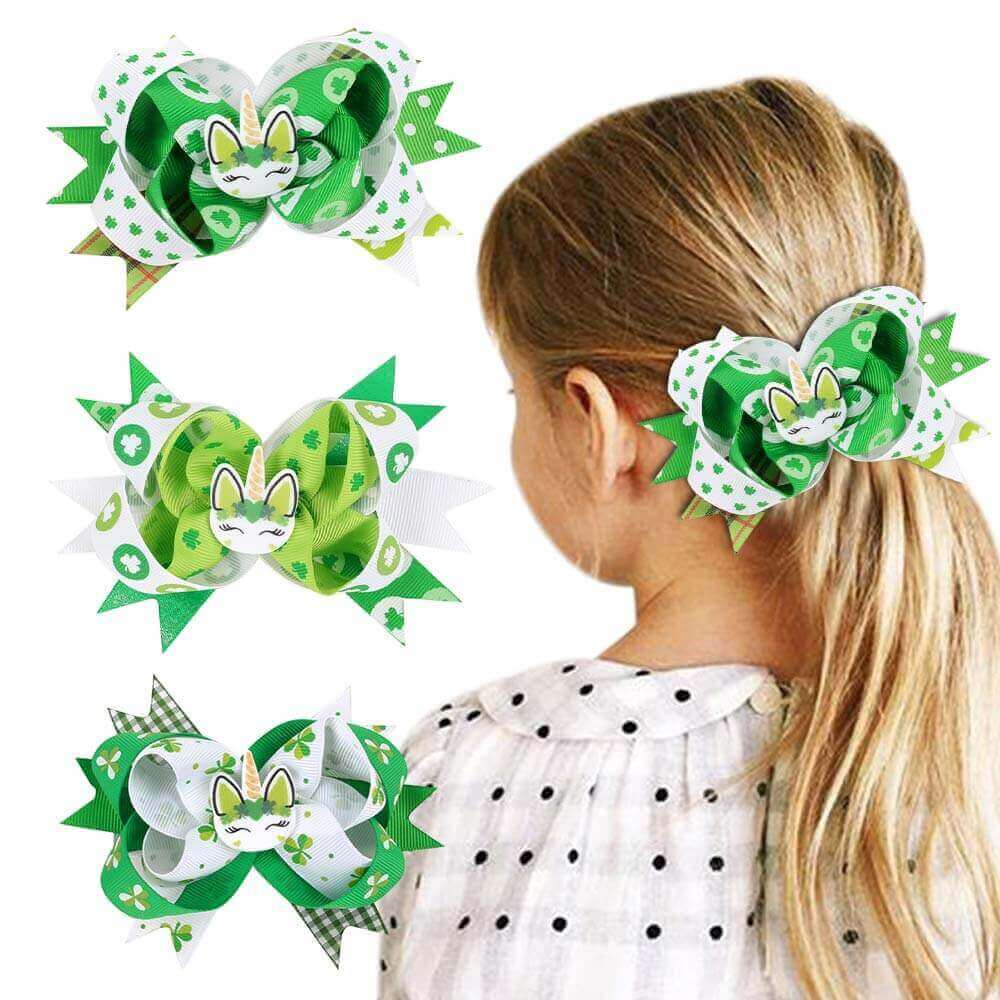 Wholesale St. Patrick's Clover Hair Bows