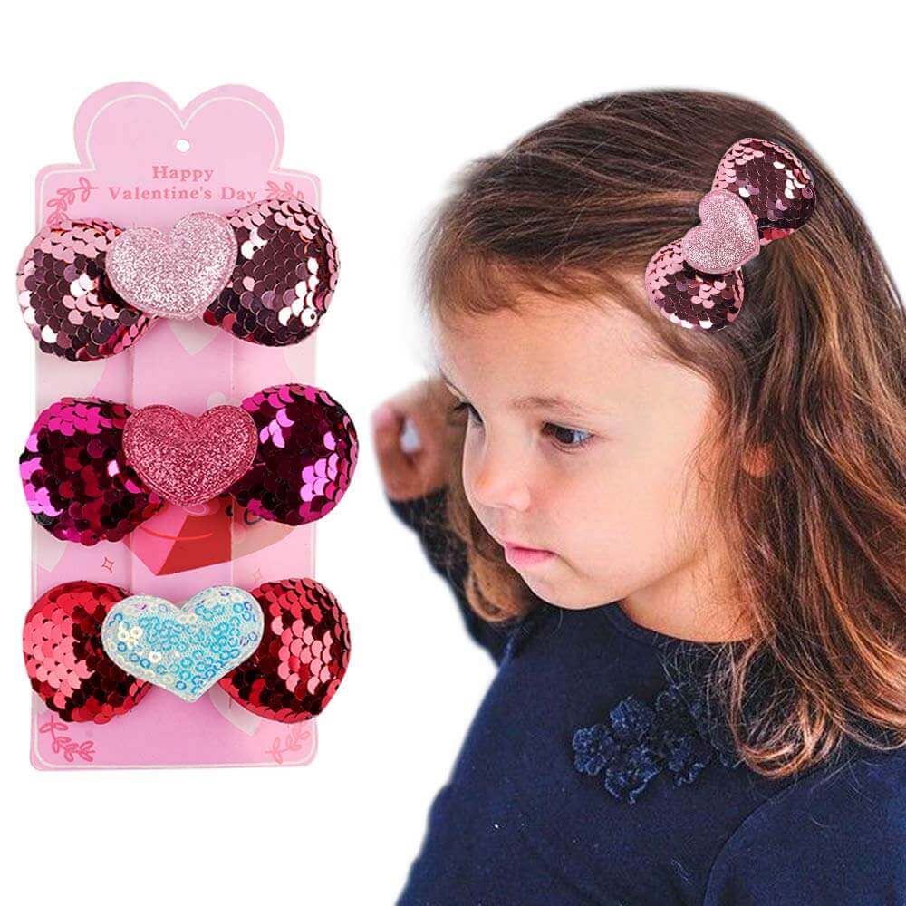 Wholesale Glitter Love Heart Hair Clips