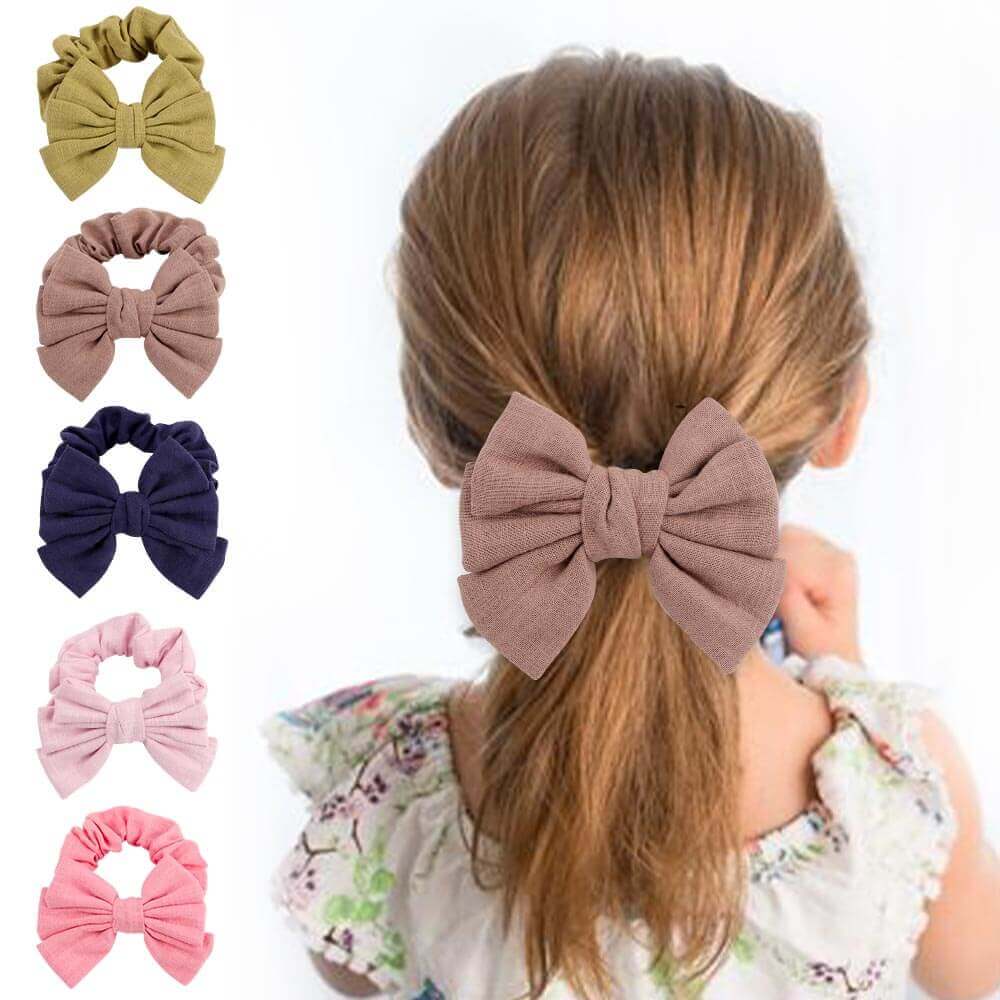 Wholesale Solid Color Bow Girl Hair Scrunchies