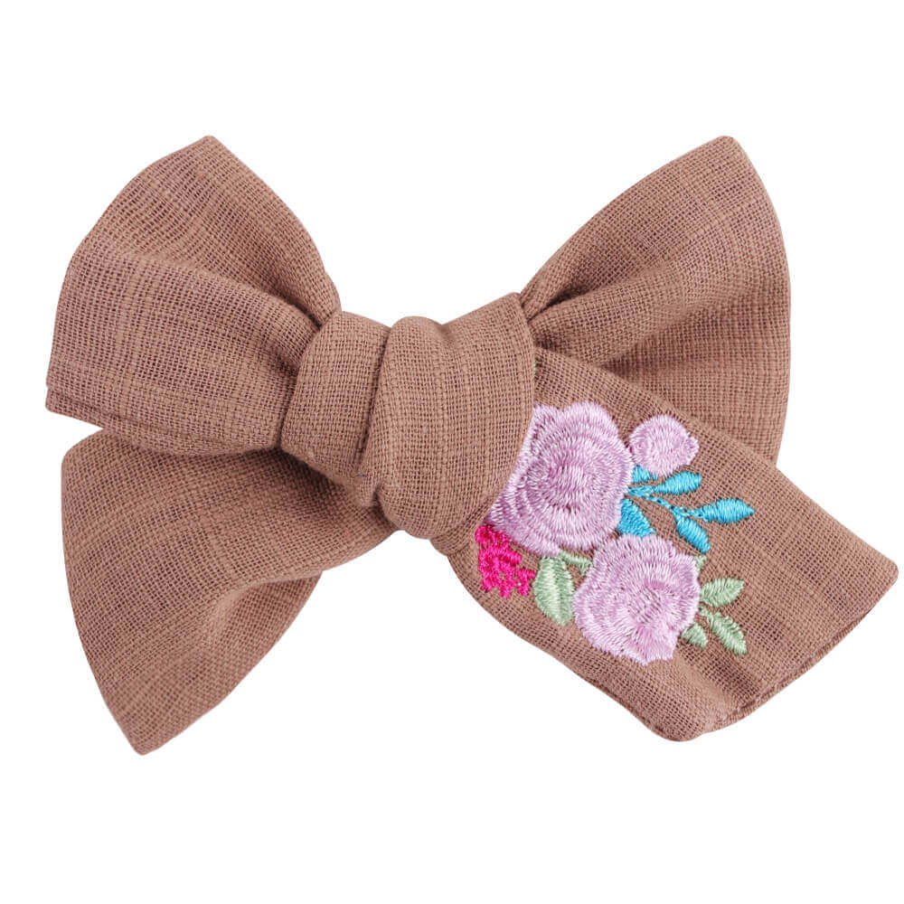 3'' Embroidery Flower Bowknot Hair Clips