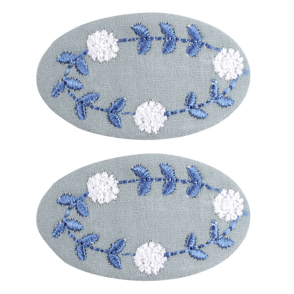 2PCS Embroidery Flower Snap Clips