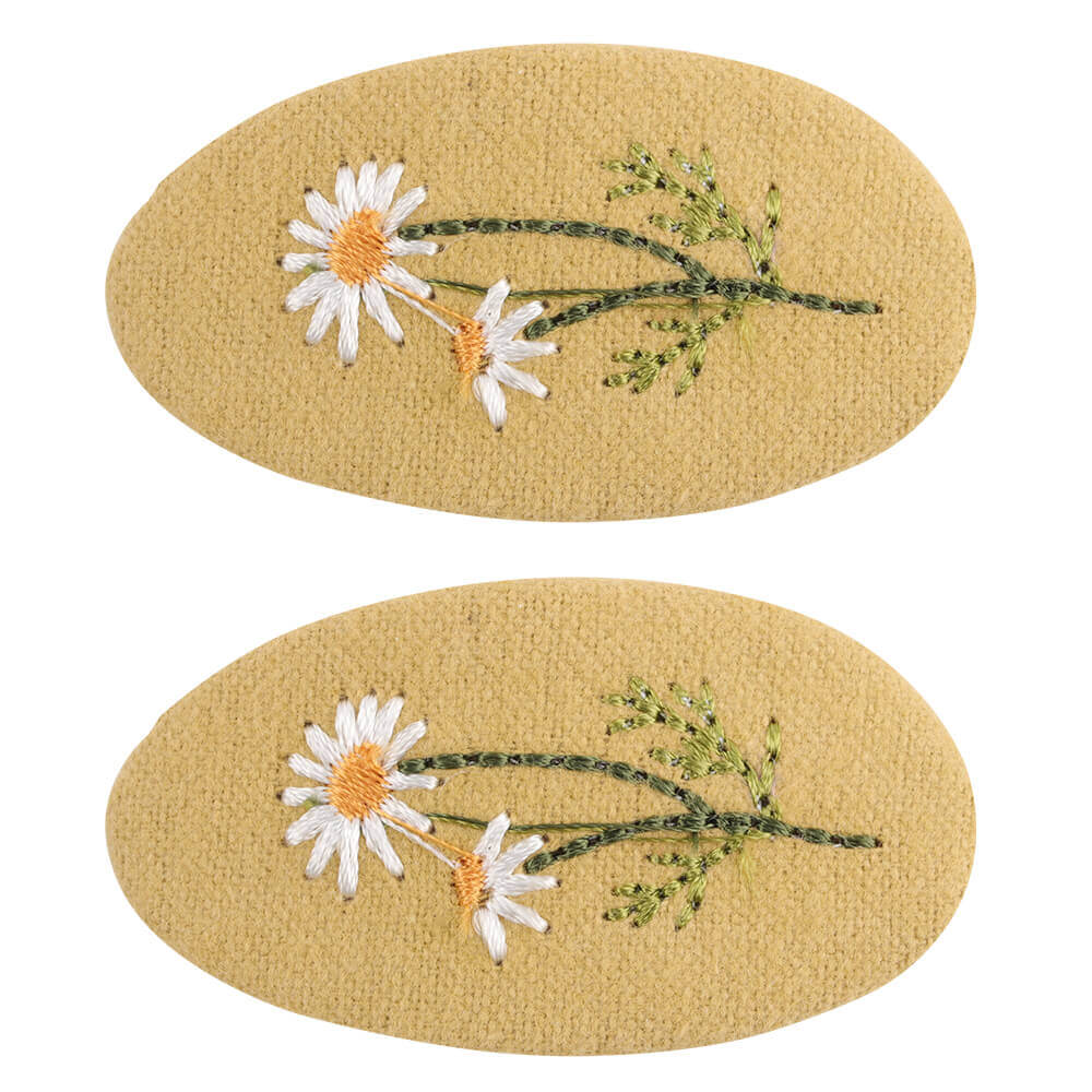 2PCS Embroidery Flower Snap Clips