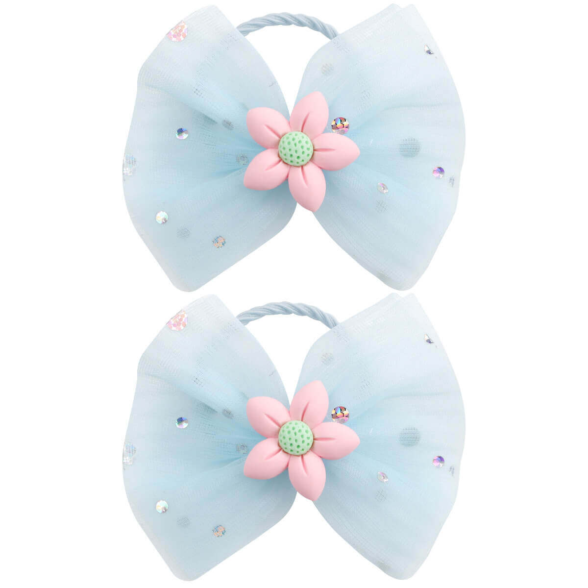 2PCS Cute Tulle Hair Bows for girls